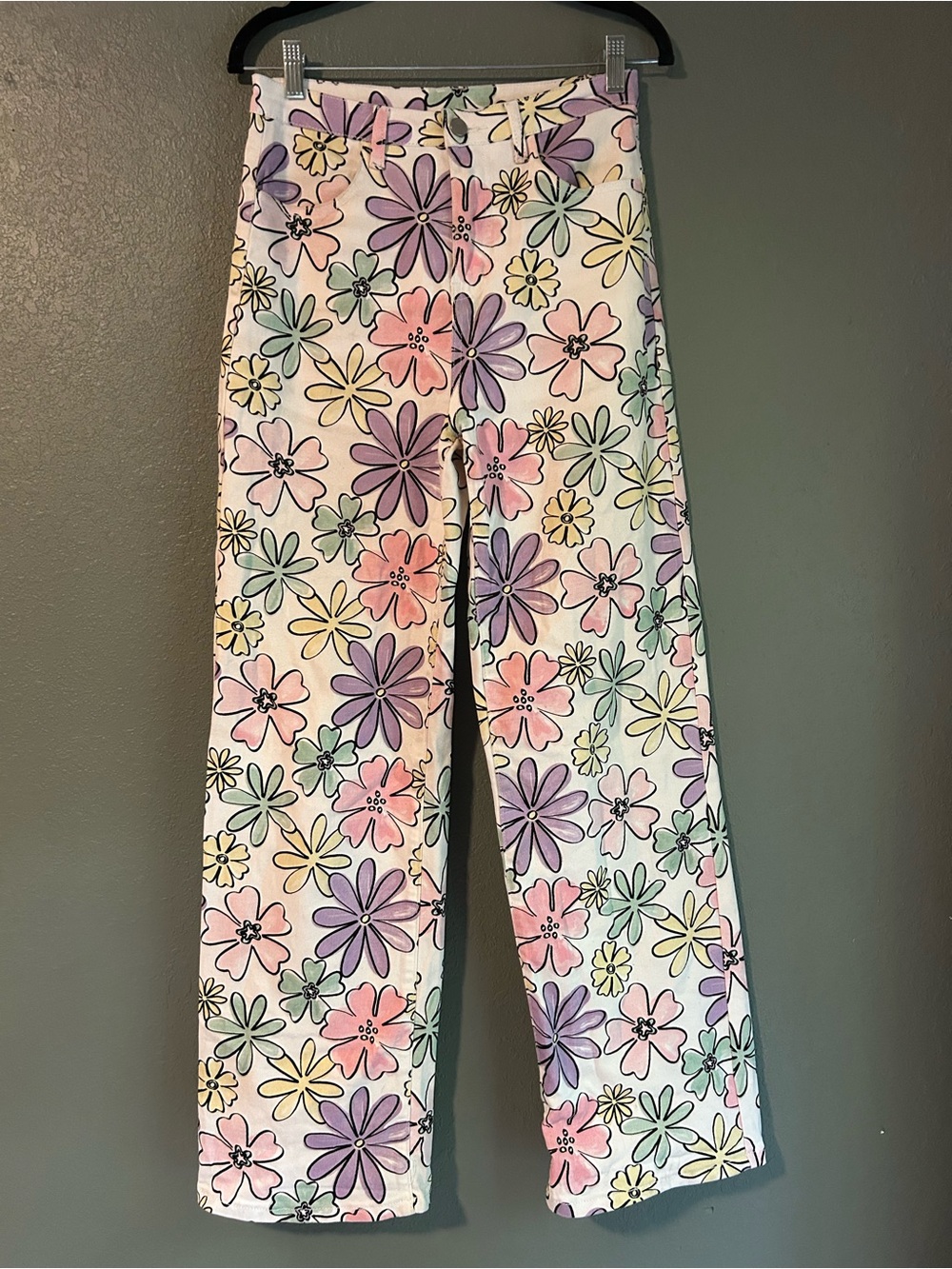 Bailey Rose multicoloured floral wide leg pants Size M #floral #wideleg